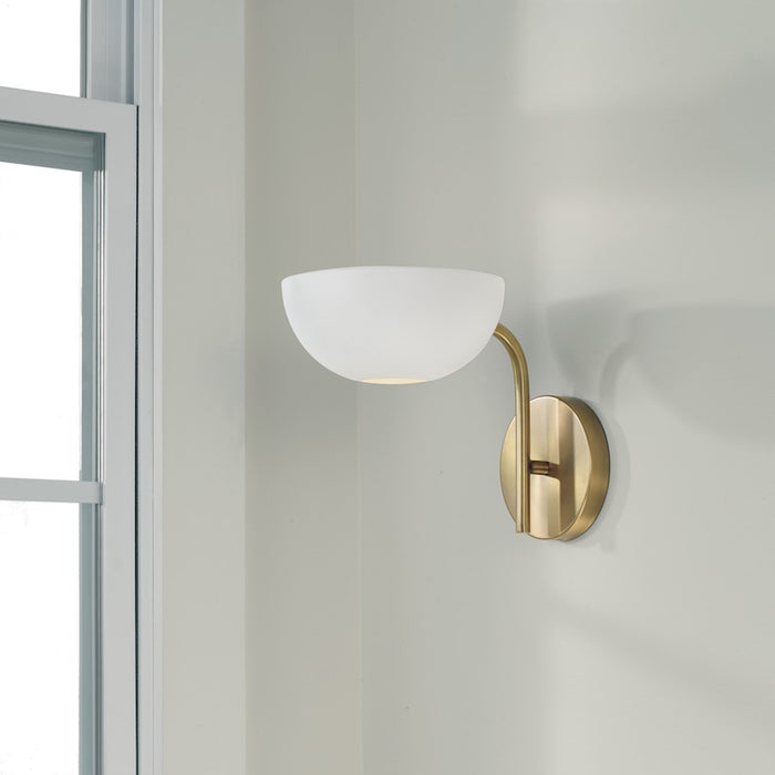 Capital Lighting Reece 1 Light Sconce, Brass/White/White