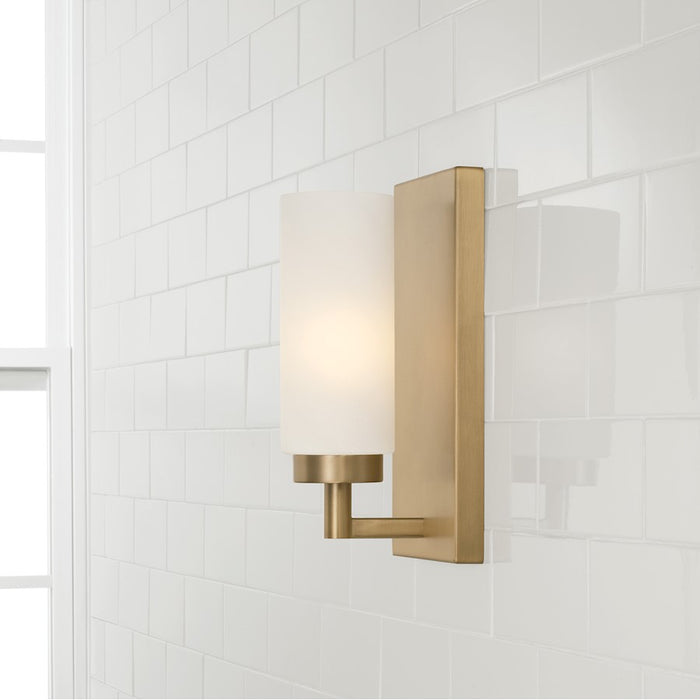 Capital Lighting Alyssa 1 Light Sconce, Brass/Faux Alabaster