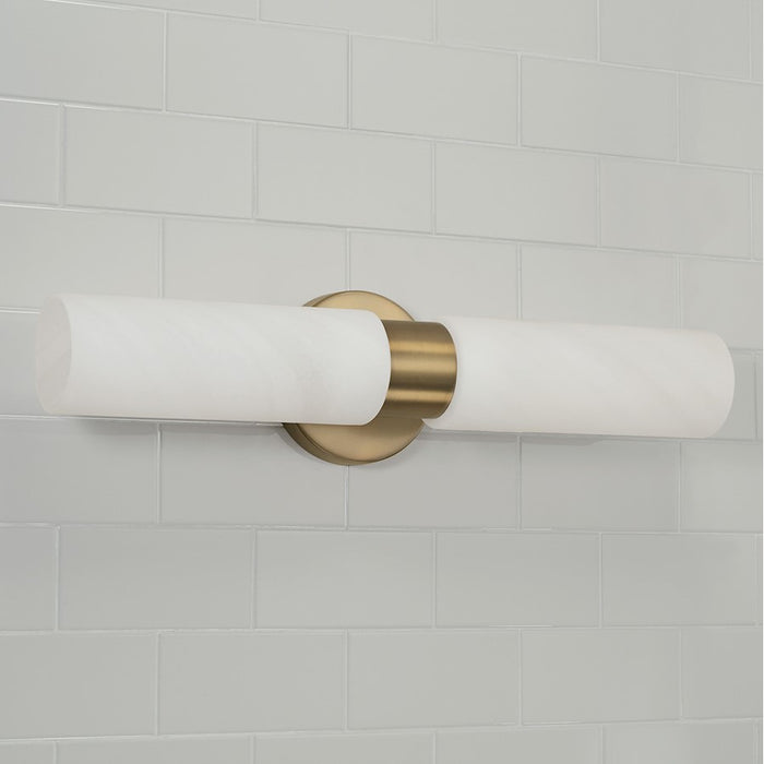 Capital Lighting Alyssa 2 Light Sconce, Brass/Faux Alabaster