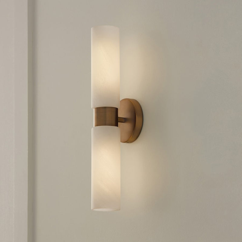Capital Lighting Alyssa 2 Light Sconce, Brass/Faux Alabaster