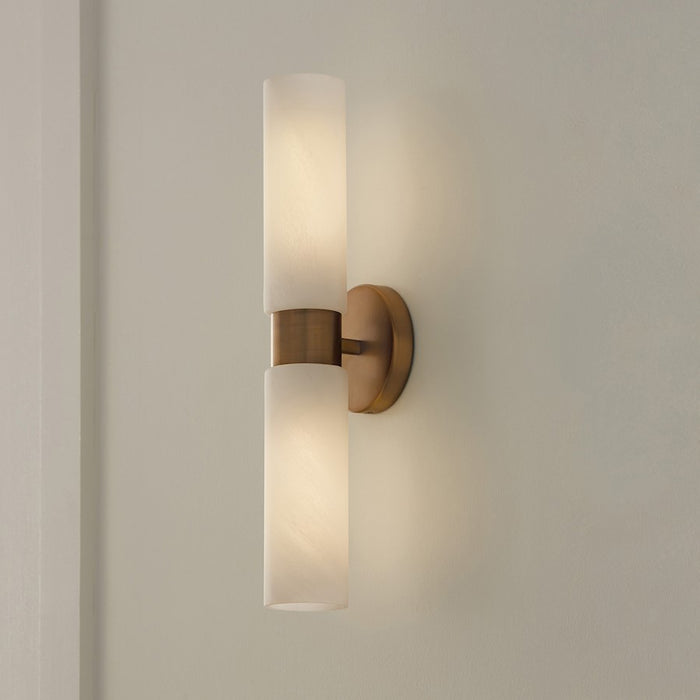 Capital Lighting Alyssa 2 Light Sconce, Brass/Faux Alabaster