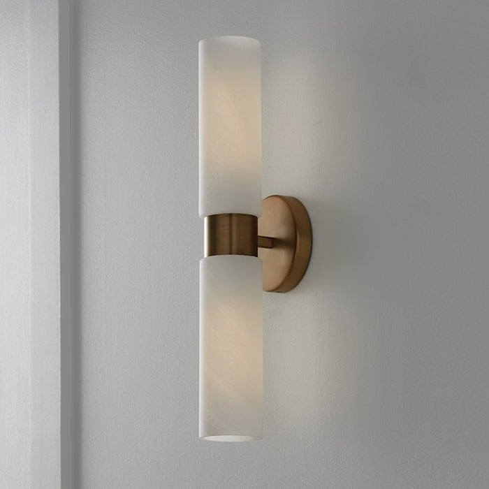 Capital Lighting Alyssa 2 Light Sconce, Brass/Faux Alabaster