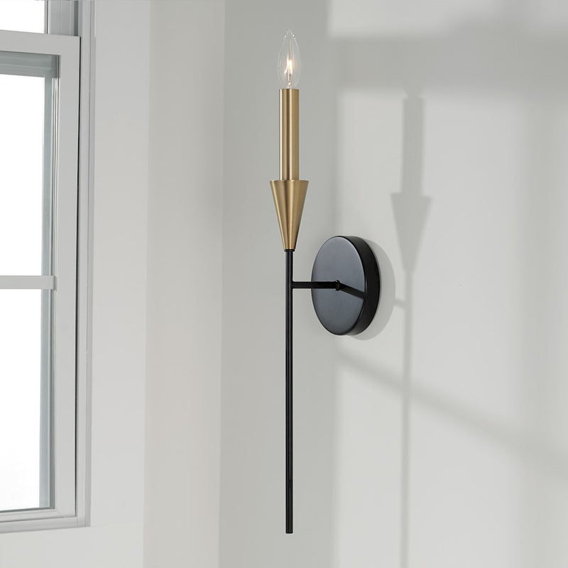 Capital Lighting Avant 1 Light Sconce, Brass/Black