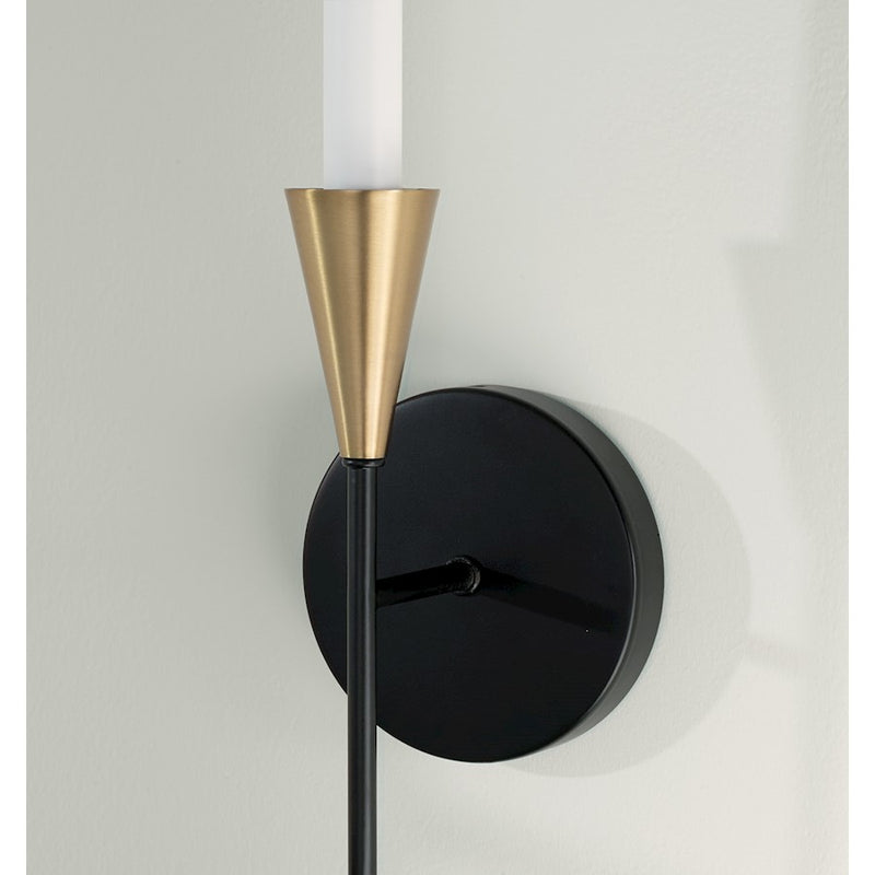 Capital Lighting Avant 1 Light Sconce, Brass/Black