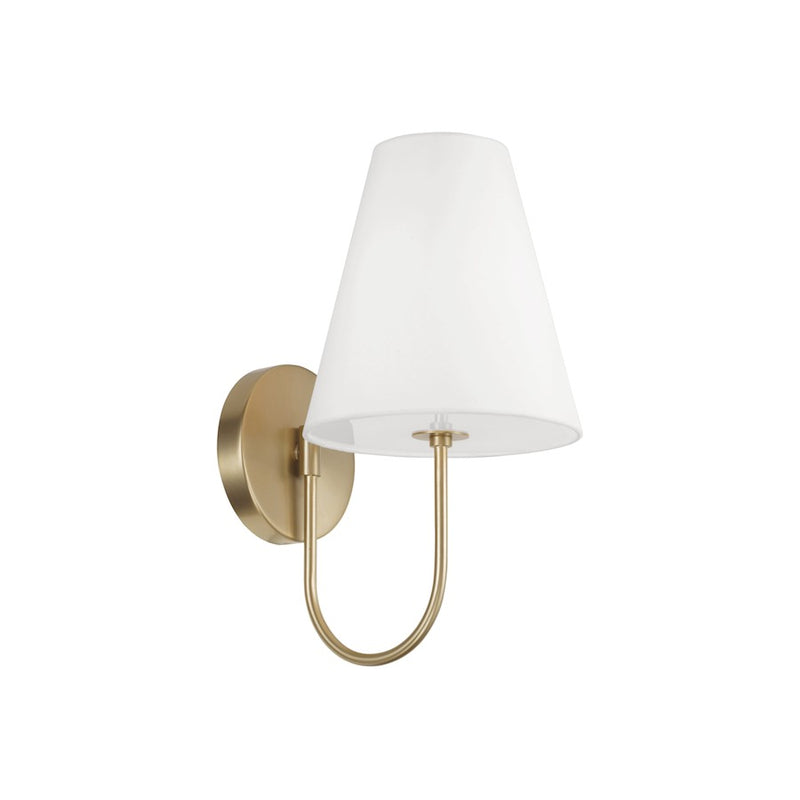 Capital Lighting Julia 1Lt Sconce, Brass/White Fabric Straight Shade