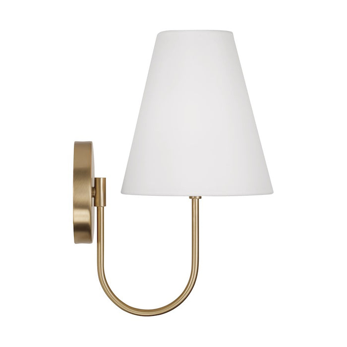 Capital Lighting Julia 1Lt Sconce, Brass/White Fabric Straight Shade