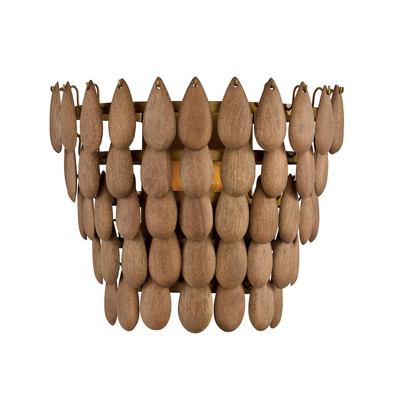 Capital Lighting Ravi 1 Light Sconce, Light Wood and Patinaed Brass