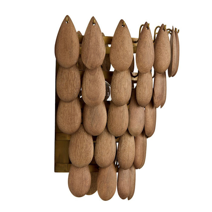 Capital Lighting Ravi 1 Light Sconce, Light Wood and Patinaed Brass