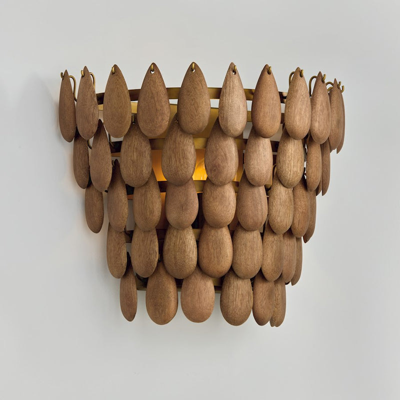 Capital Lighting Ravi 1 Light Sconce, Light Wood and Patinaed Brass
