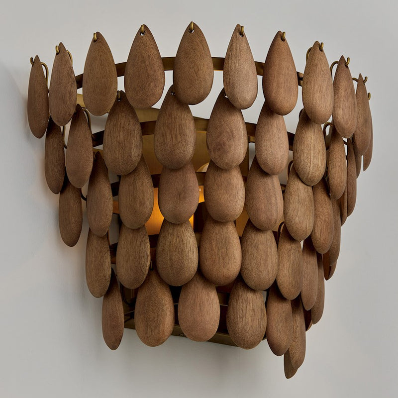 Capital Lighting Ravi 1 Light Sconce, Light Wood and Patinaed Brass