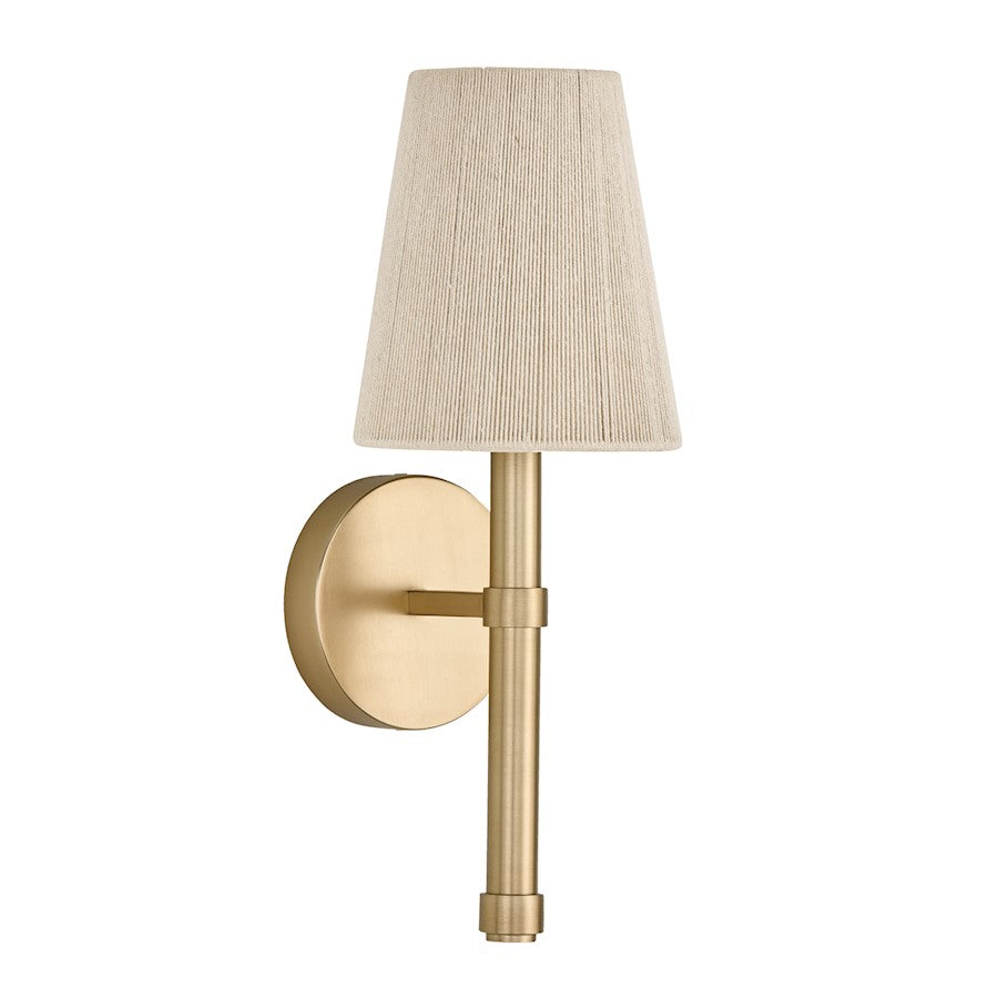 Capital Lighting Mira 1Lt Sconce, Brass/Bleached Natural Rope Shade - 654511MA