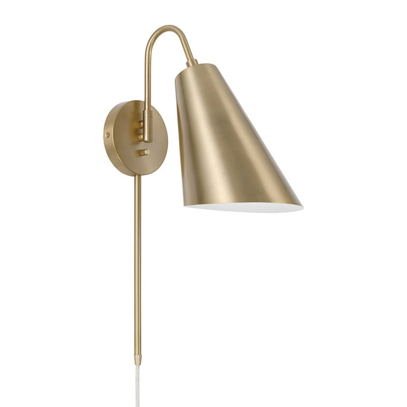 Capital Lighting Leo 1Lt Sconce, Brass/Brass Metal/White Interior