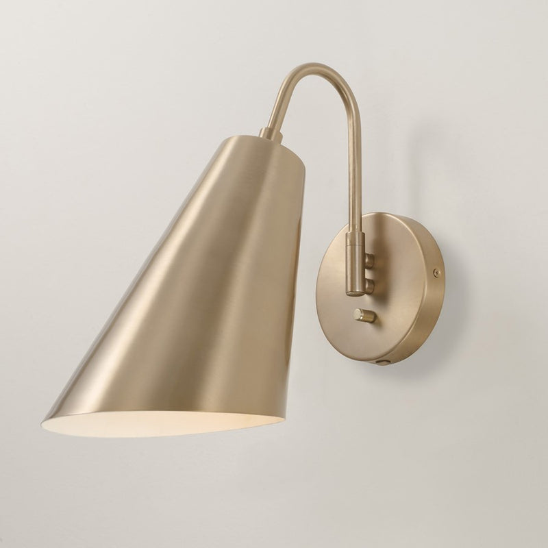 Capital Lighting Leo 1Lt Sconce, Brass/Brass Metal/White Interior