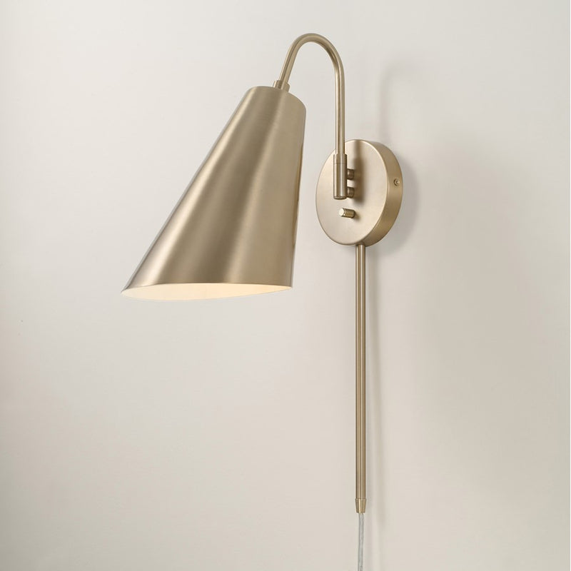 Capital Lighting Leo 1Lt Sconce, Brass/Brass Metal/White Interior