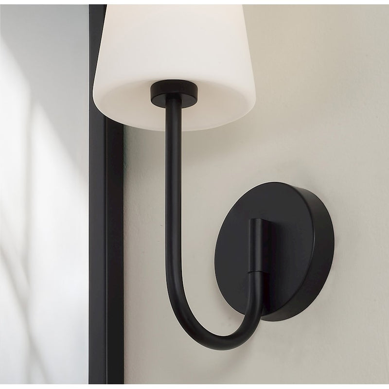 Capital Lighting Averitt 1 Light Sconce, Matte Black/Soft White