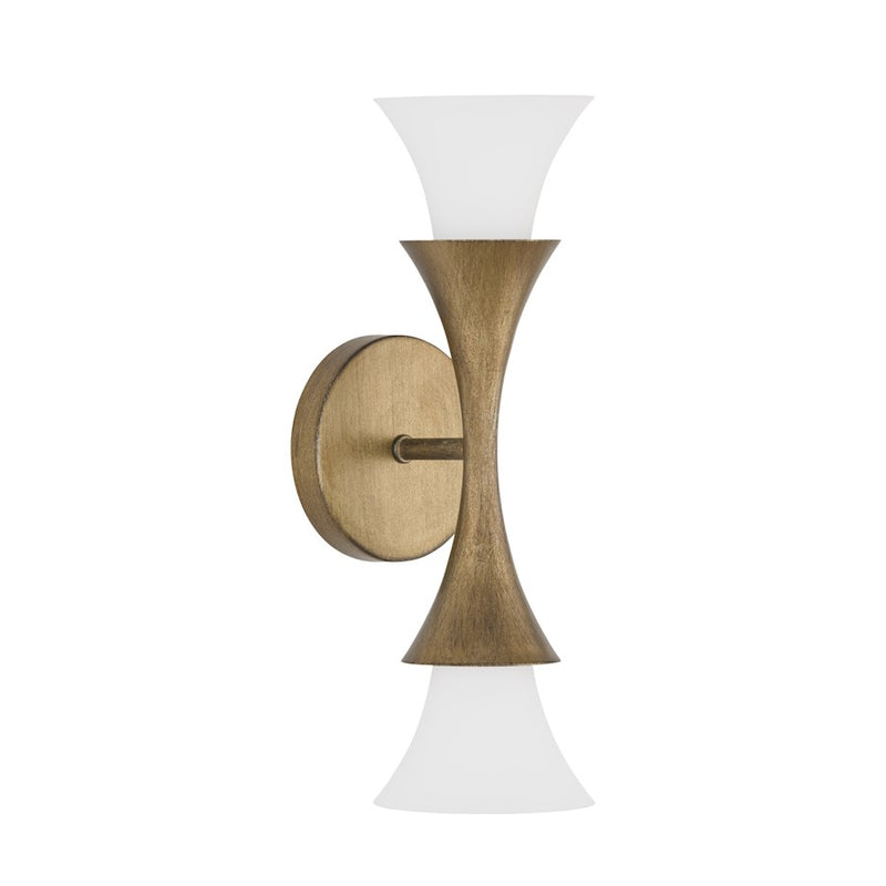 Capital Lighting Nola 2 Light Sconce, Mystic Luster/Soft White Glass