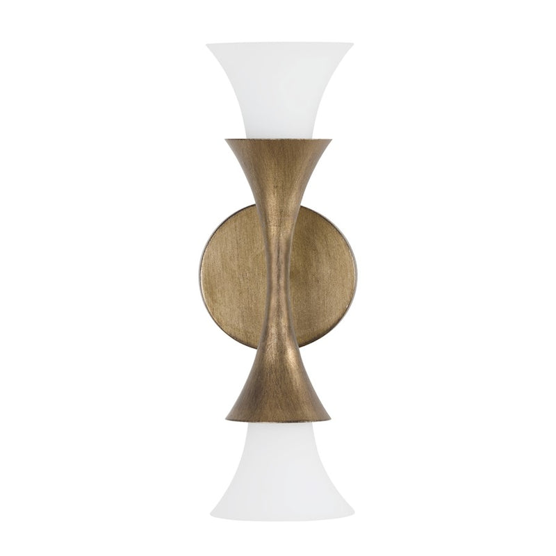 Capital Lighting Nola 2 Light Sconce, Mystic Luster/Soft White Glass