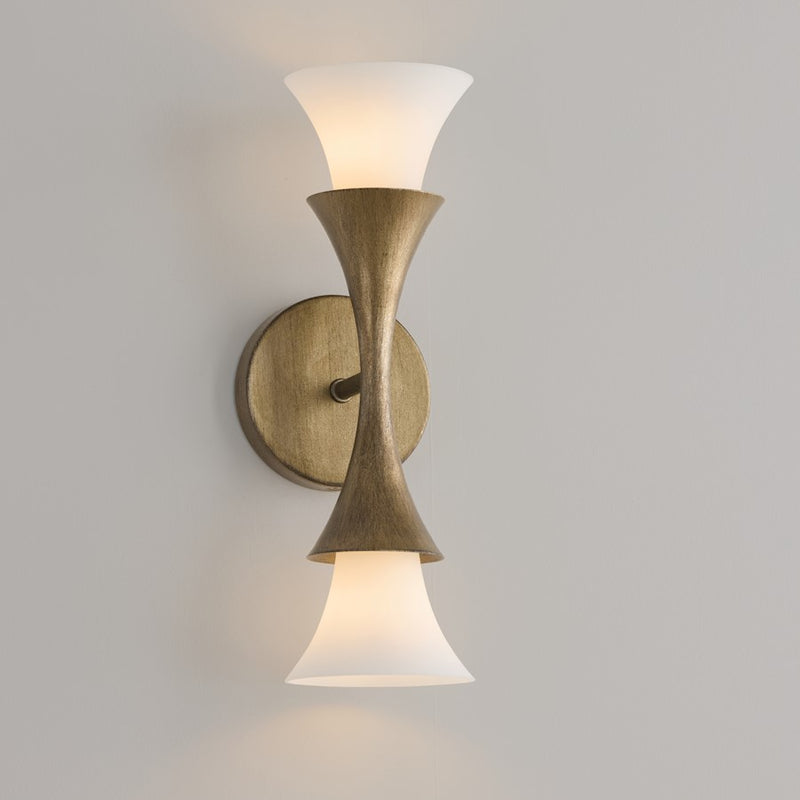 Capital Lighting Nola 2 Light Sconce, Mystic Luster/Soft White Glass