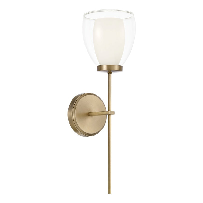 Capital Lighting Joss 1 Light Sconce, Brass/Layered White/Clear