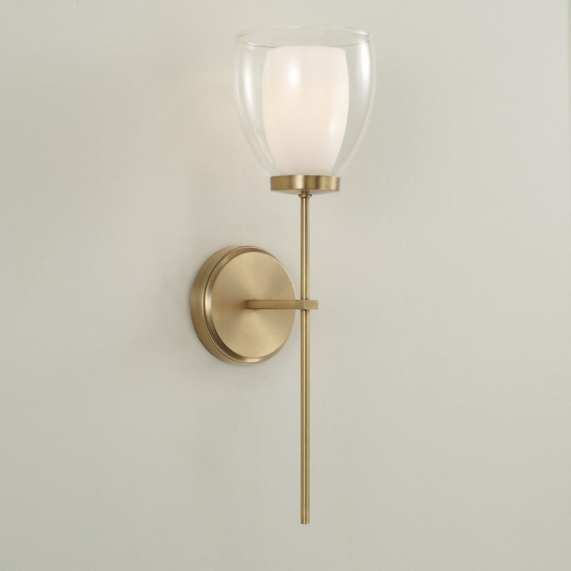 Capital Lighting Joss 1 Light Sconce, Brass/Layered White/Clear