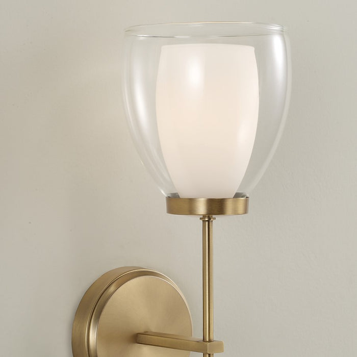 Capital Lighting Joss 1 Light Sconce, Brass/Layered White/Clear