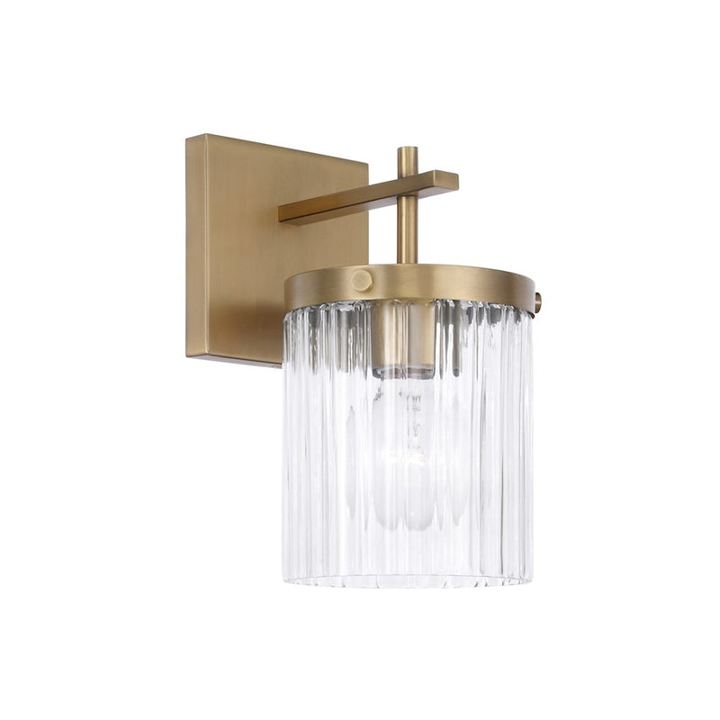 Capital Lighting Vaughn 1 Light Sconce, Aged Brass/Beveled Fluted