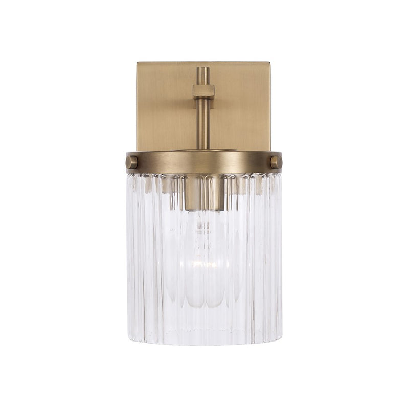 Capital Lighting Vaughn 1 Light Sconce, Aged Brass/Beveled Fluted
