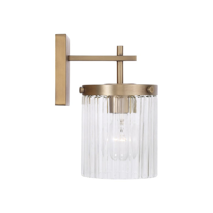 Capital Lighting Vaughn 1 Light Sconce, Aged Brass/Beveled Fluted