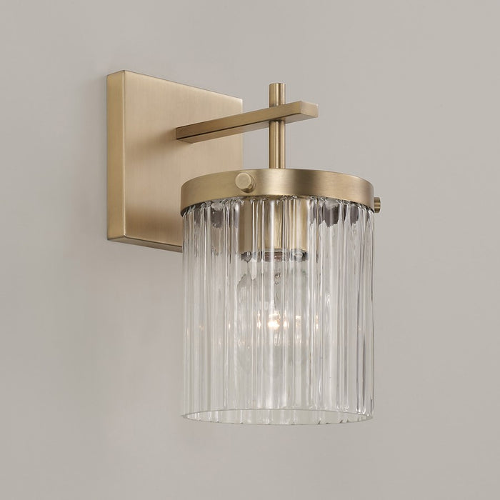 Capital Lighting Vaughn 1 Light Sconce, Aged Brass/Beveled Fluted