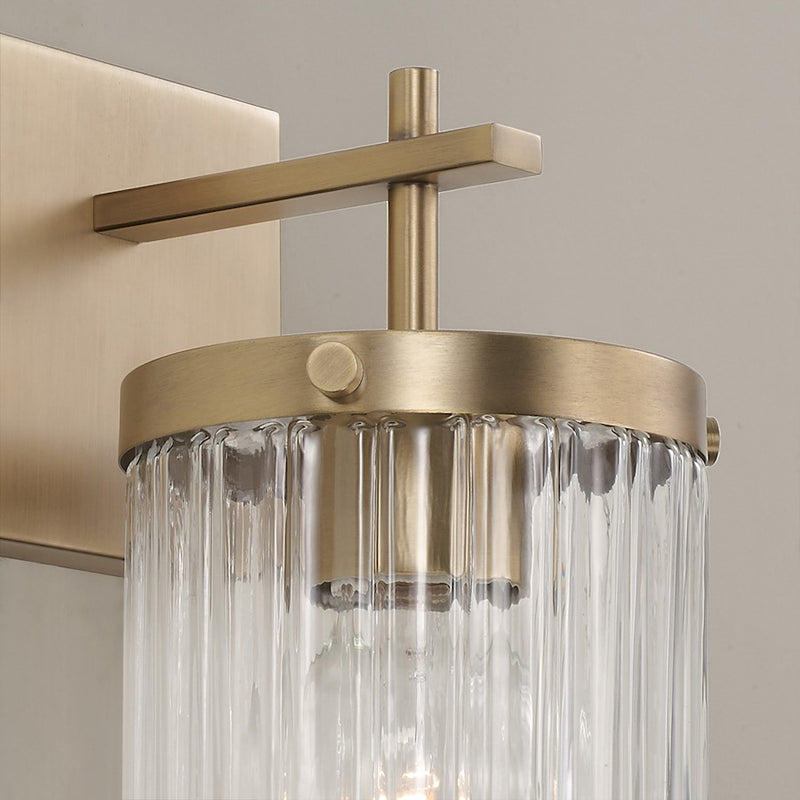 Capital Lighting Vaughn 1 Light Sconce, Aged Brass/Beveled Fluted