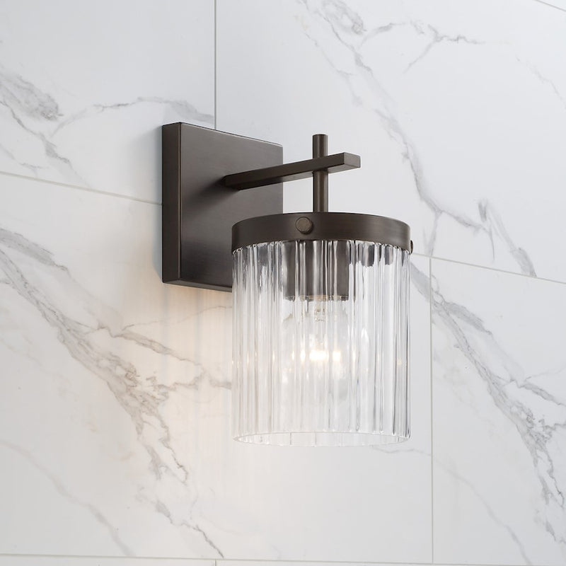 Capital Lighting Vaughn 1Lt Sconce, Rubbed Bronze/Beveled Fluted