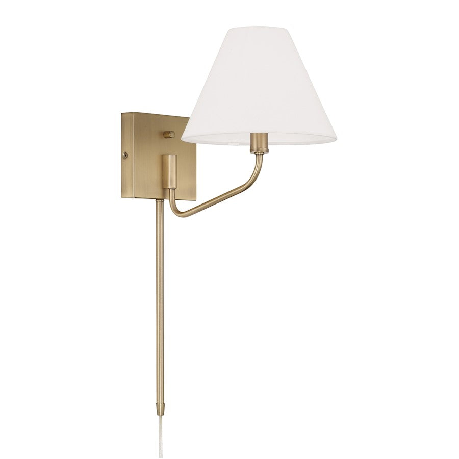 Capital Lighting Chadwick 1Lt Sconce, Brass/White Fabric Shade - 656611AD-714