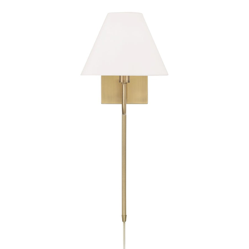 Capital Lighting Chadwick 1Lt Sconce, Brass/White Fabric Shade