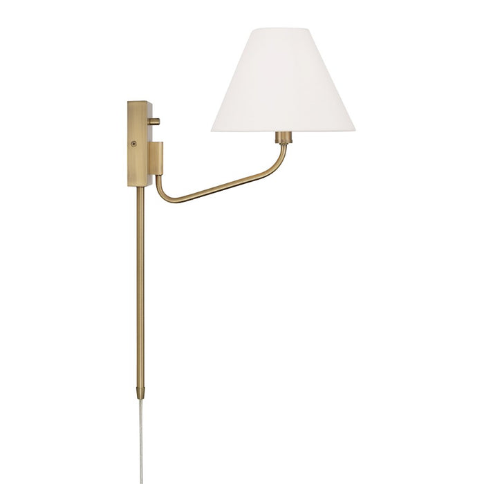 Capital Lighting Chadwick 1Lt Sconce, Brass/White Fabric Shade