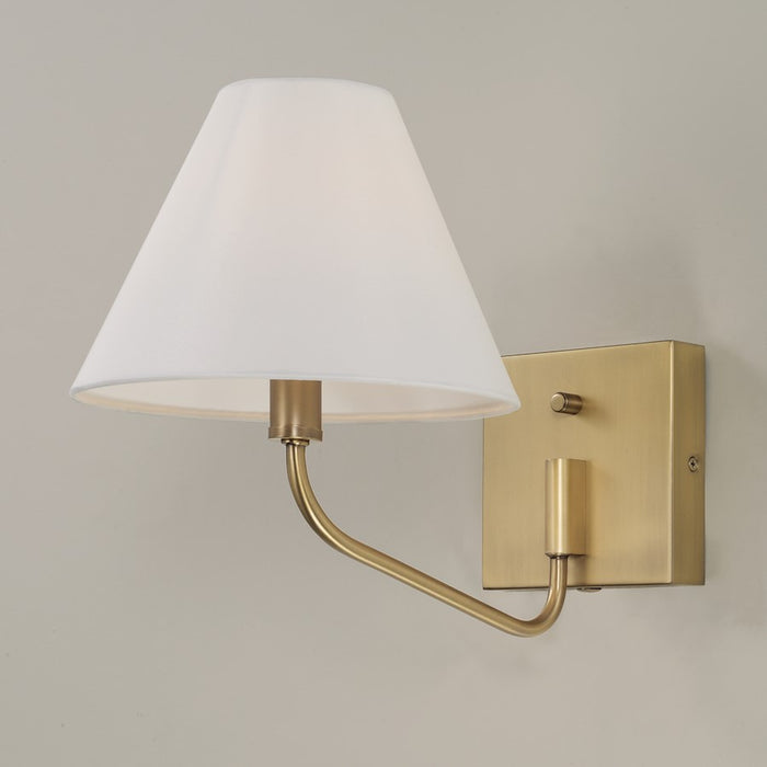 Capital Lighting Chadwick 1Lt Sconce, Brass/White Fabric Shade