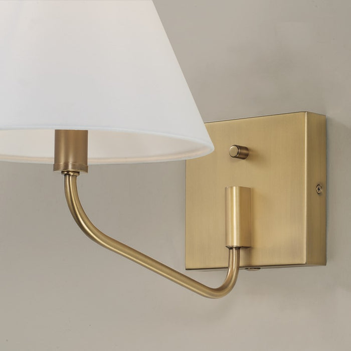 Capital Lighting Chadwick 1Lt Sconce, Brass/White Fabric Shade