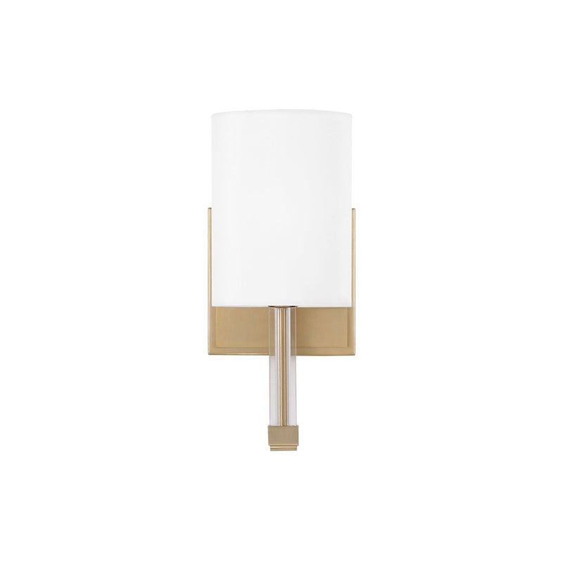 Capital Lighting Ingrid 1 Light Sconce, Brass/White Fabric Shade