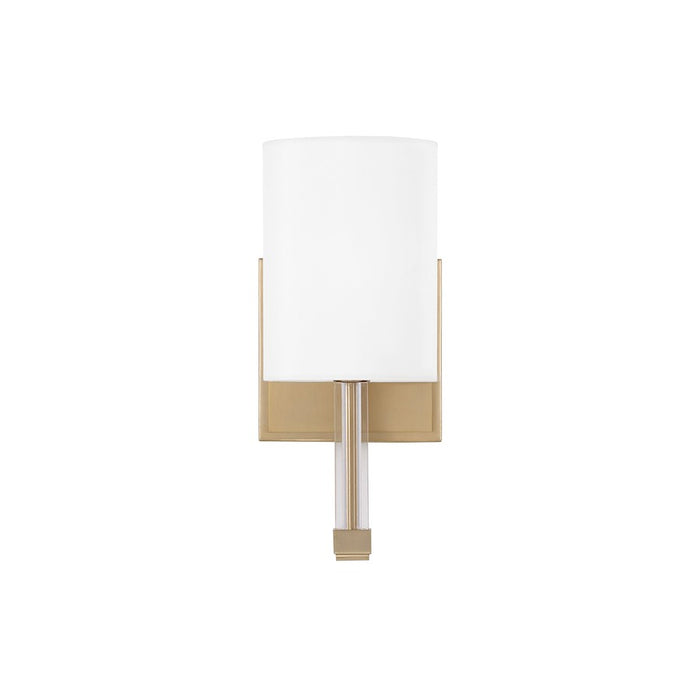 Capital Lighting Ingrid 1 Light Sconce, Brass/White Fabric Shade