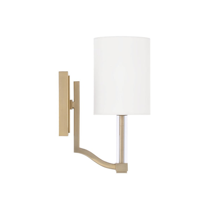 Capital Lighting Ingrid 1 Light Sconce, Brass/White Fabric Shade