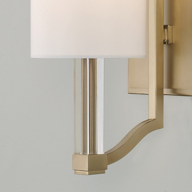 Capital Lighting Ingrid 1 Light Sconce, Brass/White Fabric Shade