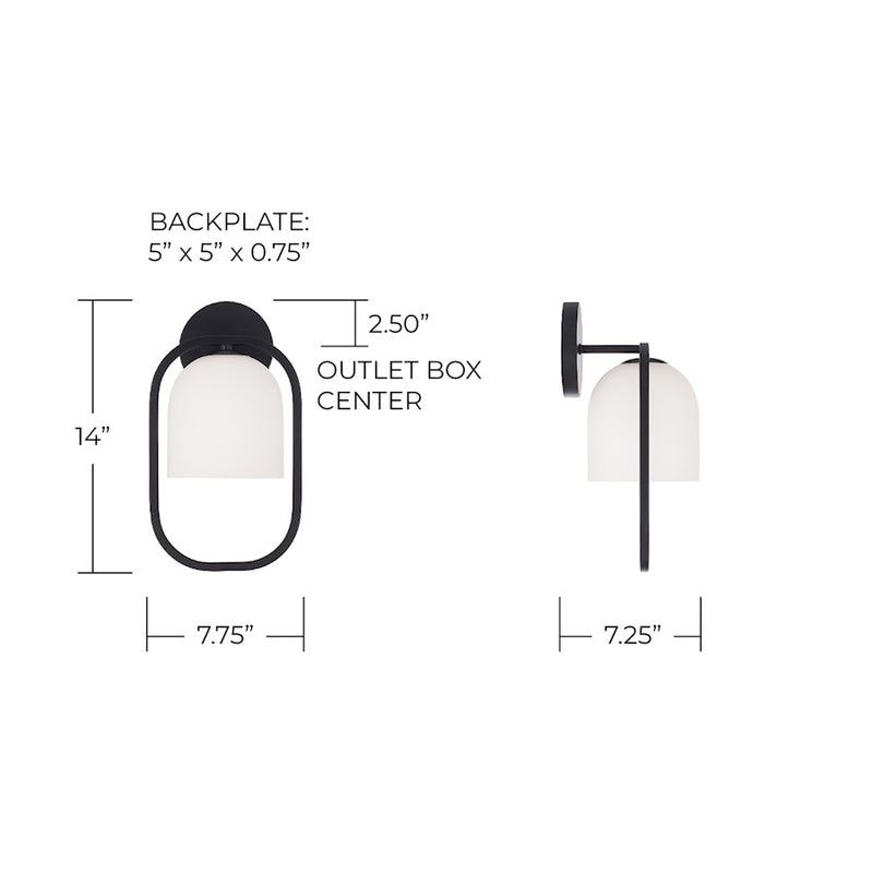 Capital Lighting Zeek 1 Light 8" Sconce, Matte Black/Soft White