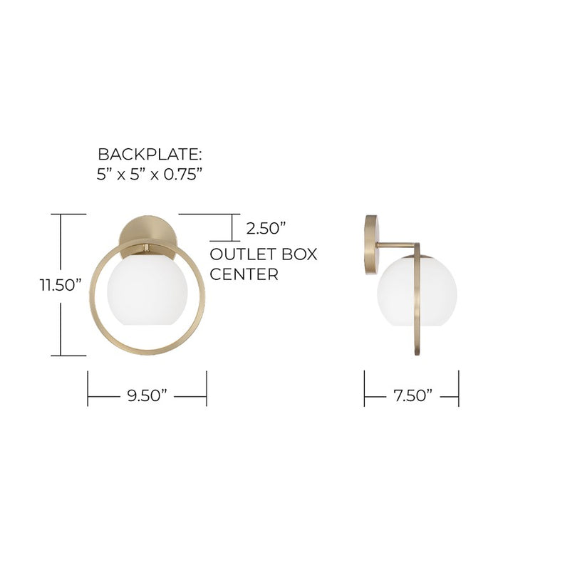 Capital Lighting Zeek 1 Light 10" Sconce, Matte Brass/Soft White