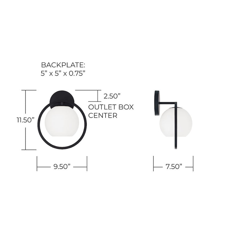 Capital Lighting Zeek 1 Light 10" Sconce, Matte Black/Soft White