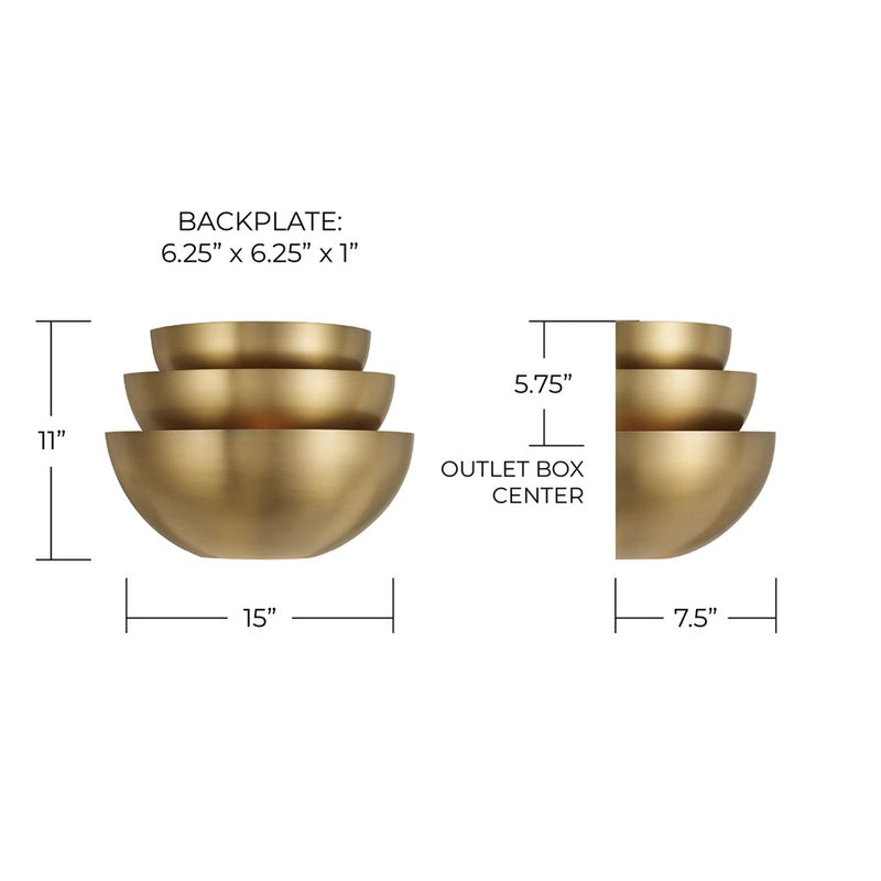 Capital Lighting Gia 2 Light Sconce, Aged Brass