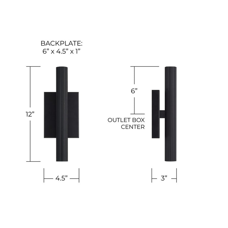Capital Lighting Ian 2 Light 12" Sconce, Matte Black
