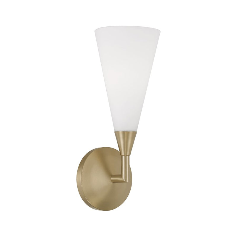 Capital Lighting Gatsby 1 Light Sconce, Matte Brass/Soft White Glass