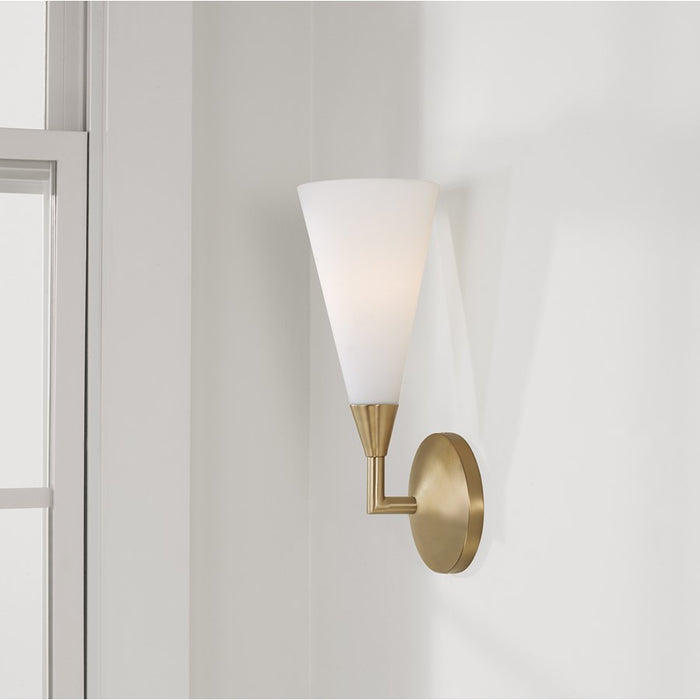 Capital Lighting Gatsby 1 Light Sconce, Matte Brass/Soft White Glass