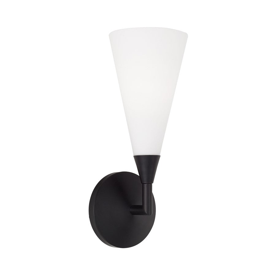 Capital Lighting Gatsby 1 Light Sconce, Matte Black/Soft White Glass - 659111MB