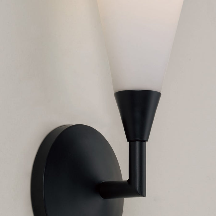 Capital Lighting Gatsby 1 Light Sconce, Matte Black/Soft White Glass