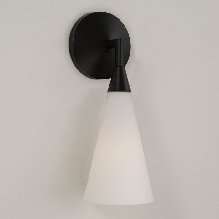 Capital Lighting Gatsby 1 Light Sconce, Matte Black/Soft White Glass